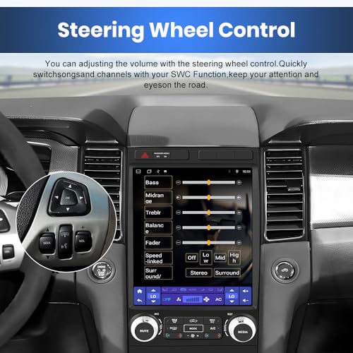 Android 13 Car Radio for Ford Taurus 2012 2013 2014, 12.1 Inch Touch Stereo with Wireless CarPlay & Android Auto, SWC, DSP, GPS,Bluetooth, WiFi, AM,FM [4+64G] by EagleNav - Image 4