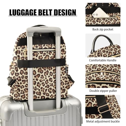 Image of ALAZA Brown Cheetah Leopard Print Pattern Medium Backpack Purse for Women Travel Bag Fashion Daypack Back Pack Shoulder Bag