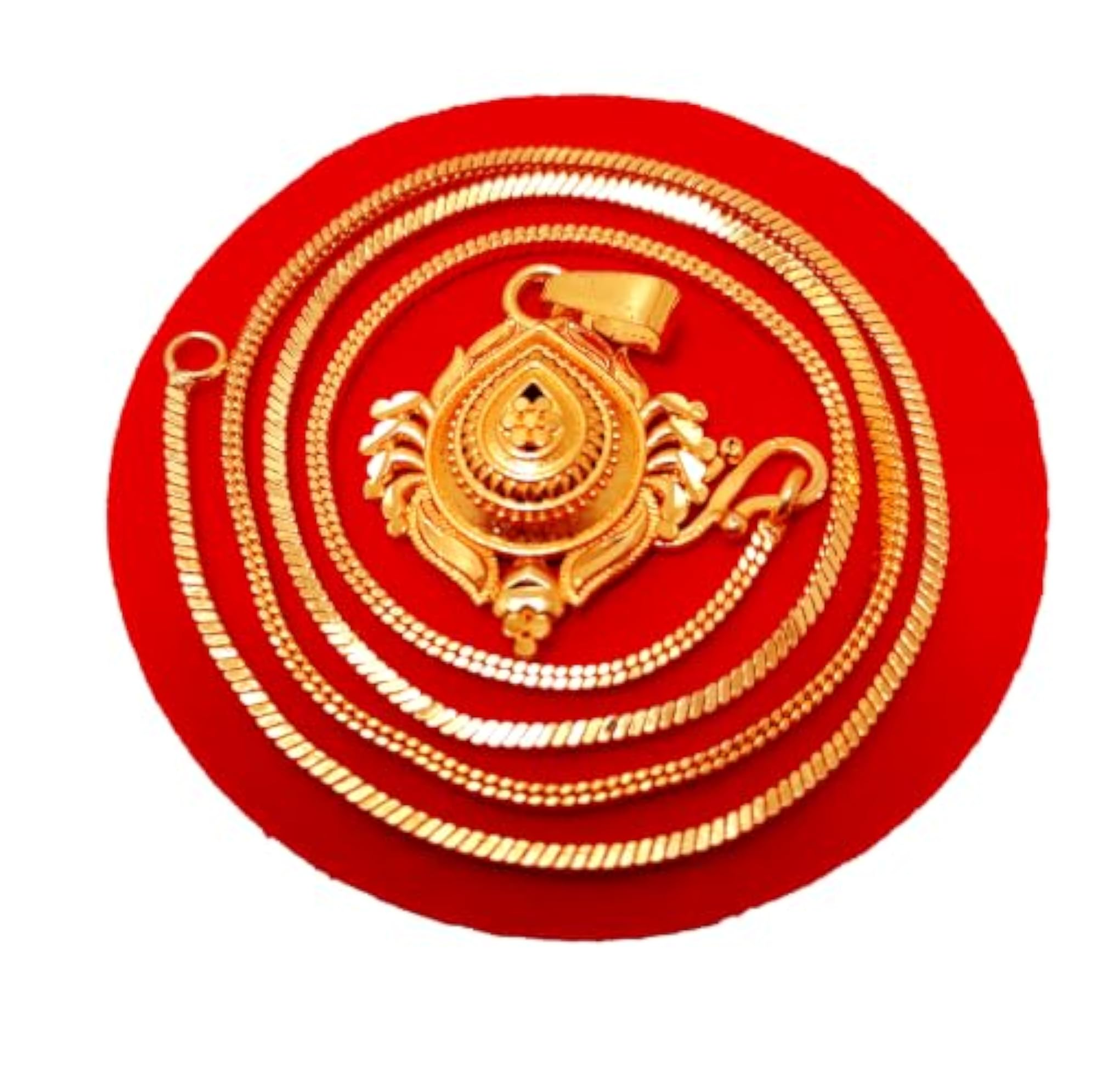 Gold-Plated Traditional Pendant with Snake Chain Necklace