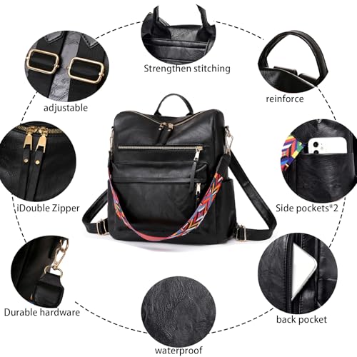 Image of Women's Fashion Backpack Purse for Women Leather Multipurpose Design Ladies Shoulder Bag Travel bag Satchel Handbags