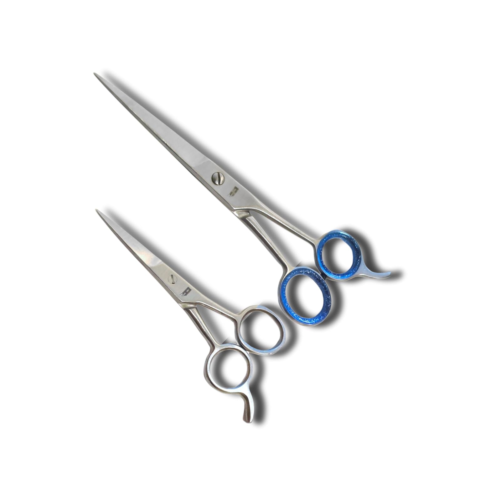 AZZYMO Professional Hair Cutting Scissors Set, 6 inches and 4 inches Stainless Steel Shears, 2-Piece with Case, Silver and Blue
