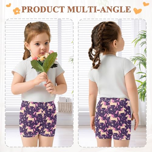 Magic Unicorn Pattern Girls Shorts Elastic Waist Sports Shorts Girls Leggings Pants for 4-10 Years4