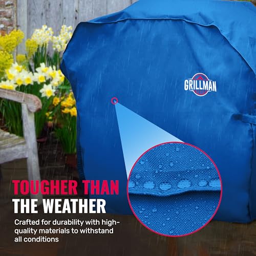image for Grill Cover by Grillman, Blue, 64 Inch, BBQ Outdoor Grill Covers, Char