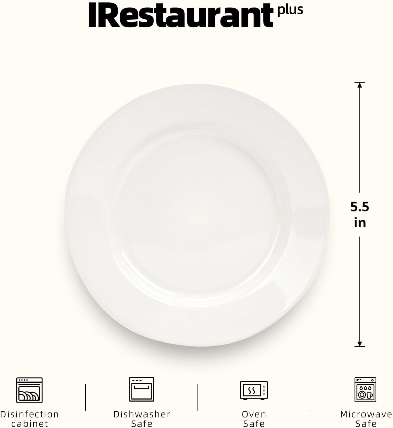 Stoneware Wide Rim Commercial Grade Dinnerware America White, Plate 5.5", Case of 36