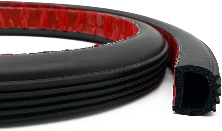 D Shape Foam Rubber Seal Strip, 1" Self-Adhesive EPDM Rubber Weather Stripping Gasket for Automotive, Boat, RV Slide Out Seal, Marine, Garage Doors/Window and More, 13.1Ft