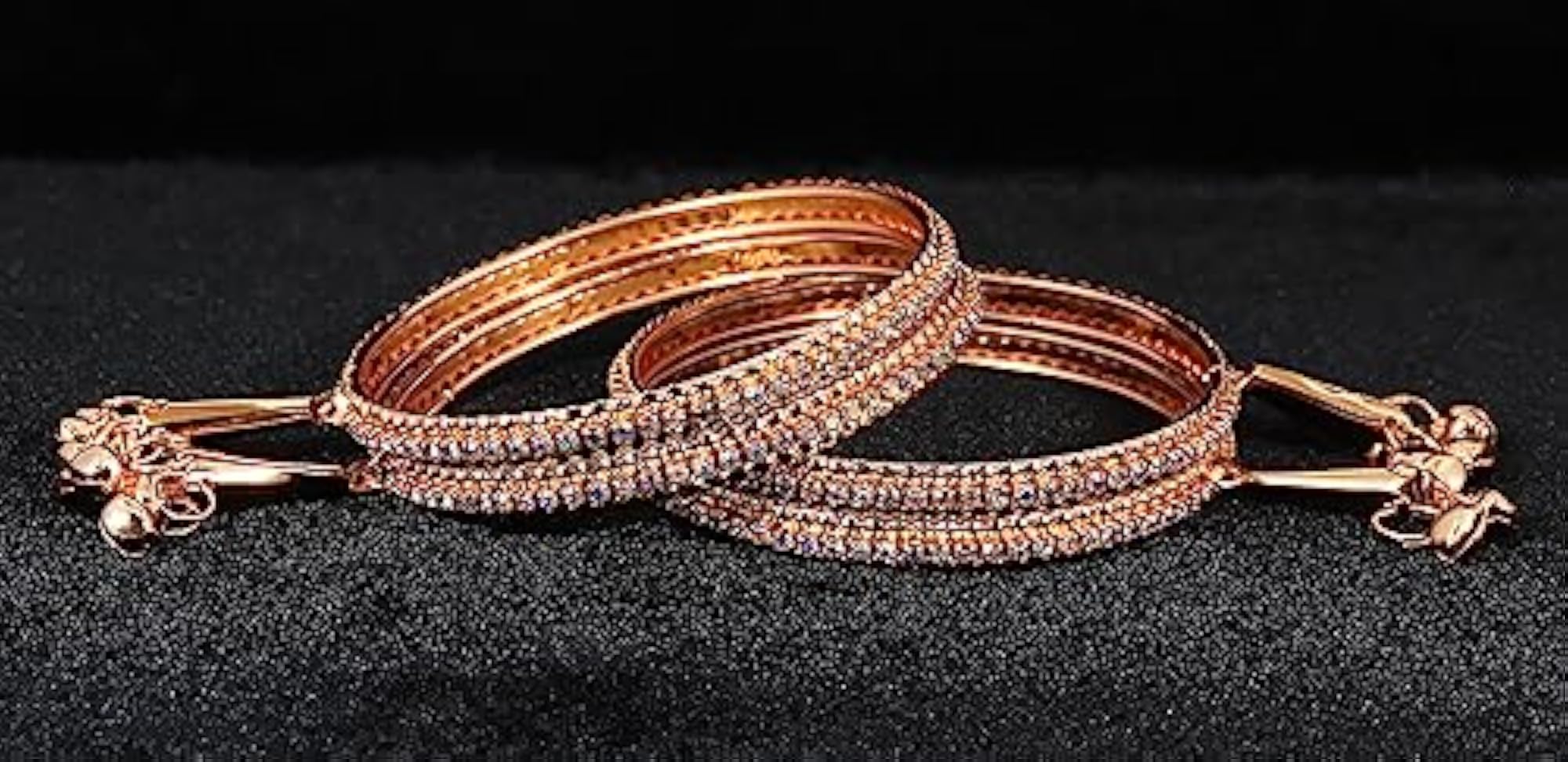 Alloy Metal With Zircon Gemstone Traditional Bangles Set