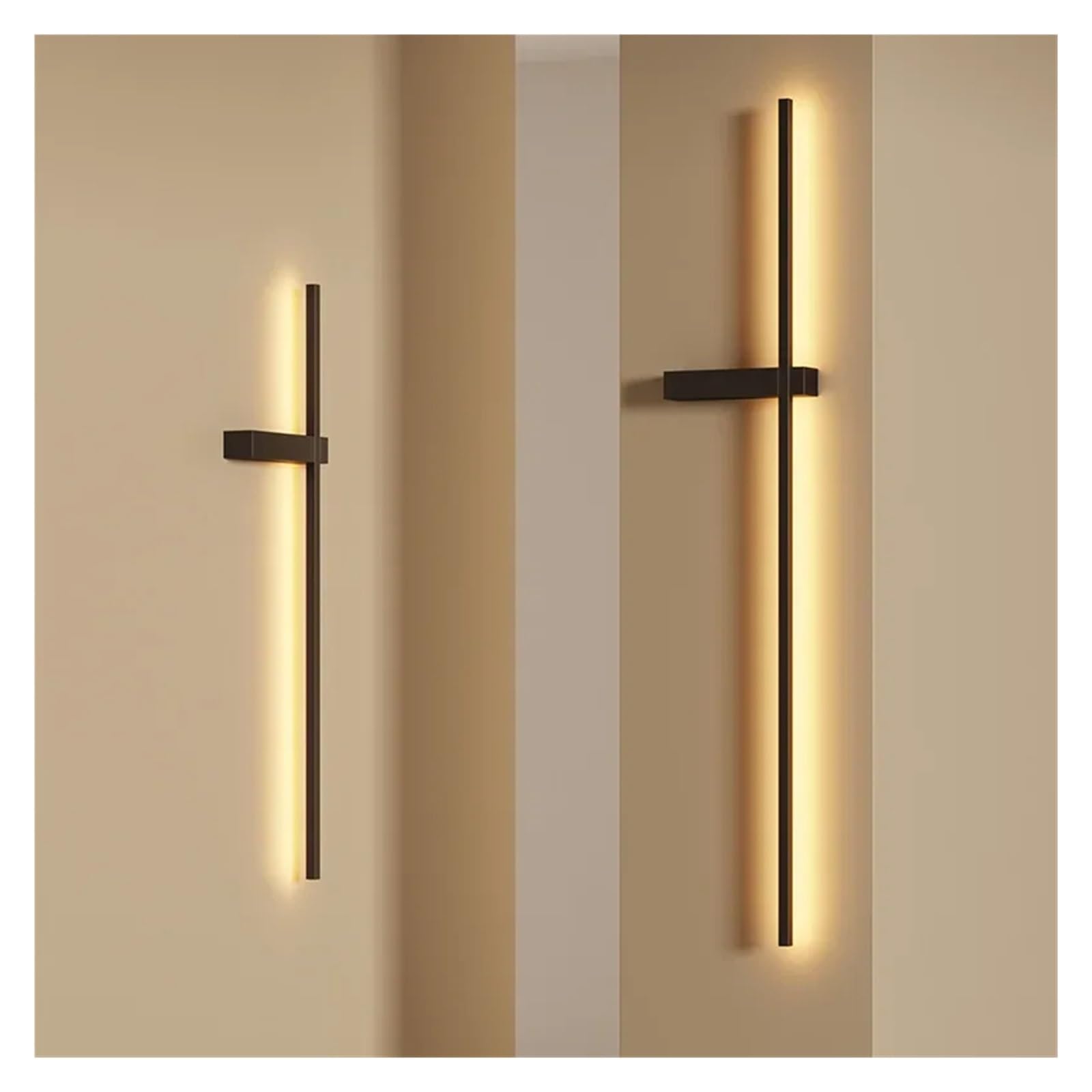 HCZKIUJY Wall lamp, Long Wall Lamp Bedroom Bedside Modern Minimalist Black Living Room Background Led(Left L60CM)