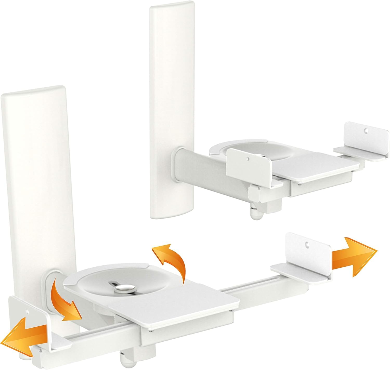 RICOO Supporto altoparlanti parete LH023-W Girevole Inclinabile Braccio muro Wall Mount casse altoparlante WLAN airplay Speaker Bianco 2 pezzi