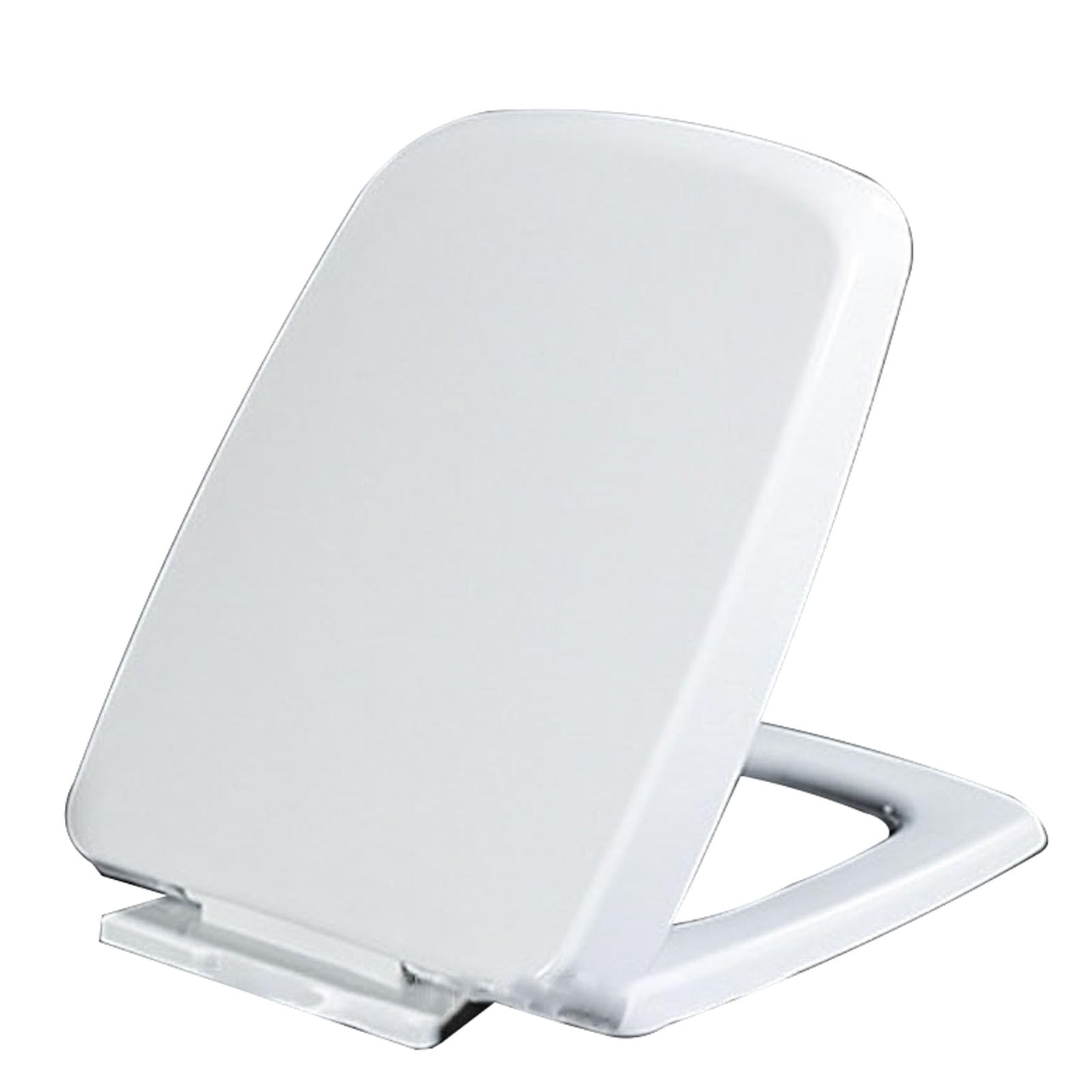 Soft Close Toilet Seat, Quiet Slow Close Toilet Lid with Quick Release for Easy Clean, Simple Top Fixing, Adjustable Hinges, Polypropylene (PP), Square, 45x36.2cm, White