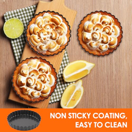Gutsdoor Quiche Tins with Loose Base, 5inch/12cm Mini Tart Tins for Baking, Pie Dish,Non Stick Tart Mould Round Cheesecake Pans Set of 8 - Image 6