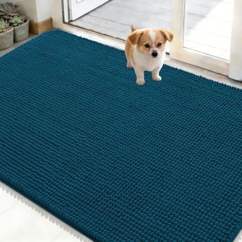 Image of OLANLY Dog Door Mat for Muddy Paws 48x30, Absorbent Chenille Mud Doormat