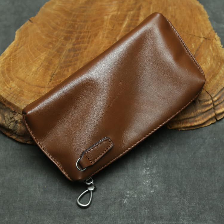 Genuine Leather Men Wristlet Clutch Phone Wallet Black Vintage Purse Handbag Travel Essentials2