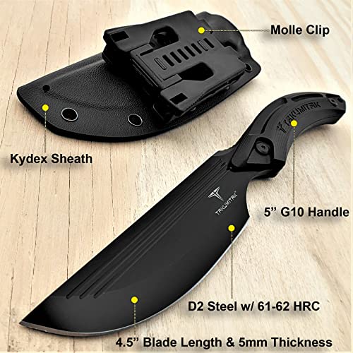 Tactical Knife Hunting Knife Survival Knife D2 Straight Back Blade G10 Handle Kydex Sheath Molle Clip Fixed Blade Knives Camping Accessories Camping Gear Survival Kit Survival Gear And Equipment Tactical Gear Hunting Gear Edc Knife Edc Gear 82569 (Silver) #TOP1