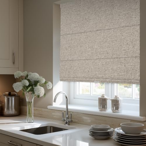 Cordless Roman Shades for Windows Light Brown Blackout