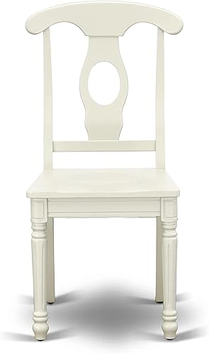 Miniatura 8 de East West Furniture KEC-BLK-W Kenley - Sillas de comedor de cocina con respaldo Napoleón de madera maciza, juego de 2, color negro y cereza