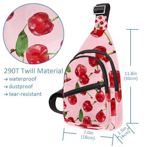 Sac à dos à bandoulière cerise avec sangle réglable multicolore