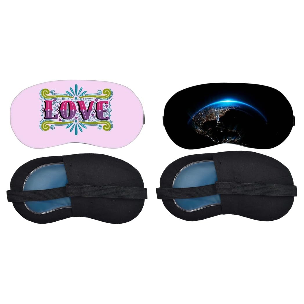 Aoxeria Decorative Love Typography, Blue Earth Horizon Sleeping Mask Combo, Soft Comfortable Light-Blocking Eye Cover for Women, Men & Kids, Reusable Blindfold for Night Sleep, Nap (Pack of 2)-image-32