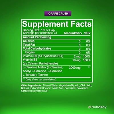 NutraKey L-Carnitine 3000mg, No Sugar, Gluten Free, Nigeria | Ubuy