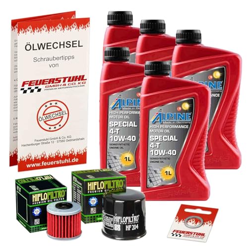 Öl & Ölfilter für Honda CRF 1100 L Africa Twin DCT, 2020-2023 (SD08), Ölwechsel Set, Alpine 10W-40 Motoröl + HiFlo Filter + Dichtring(e)