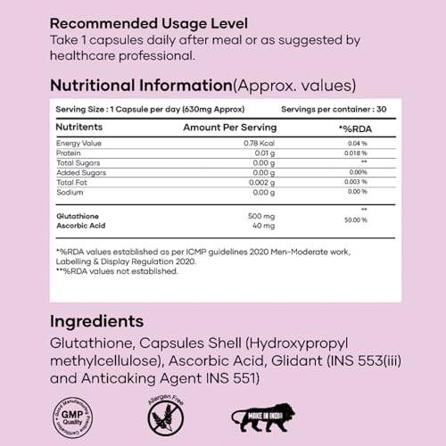 Image of Japanese Glutathione Capsules with Vitamin C |Antioxidant, Detox & Supports Glowing Skin | Helps in Healthy, Radiant & Youthful Skin |Pack of 1-30 Capsules