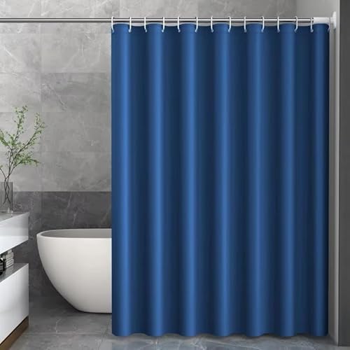 AJALGZ Marineblauer, moderner Duschvorhang, einfarbig, Badezimmertrennwand, wasserdicht, Dekoration (137 x 203 cm/extra lang)