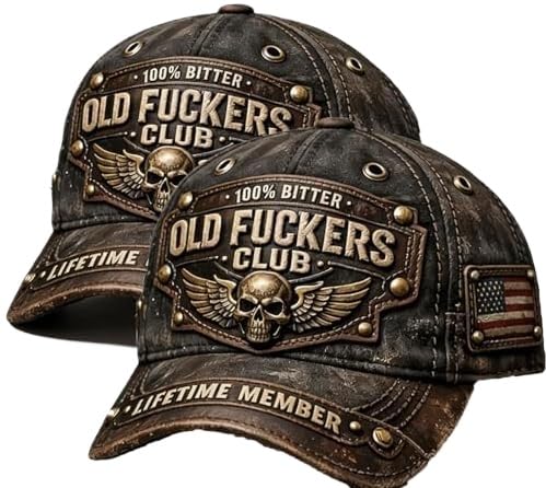 Old Fuckers Club-Vintage Baseball Cap Adjustable Distressed Printed Unisex Retro Old Fuckers Club Hat Gift for Men & Women (2 PC)