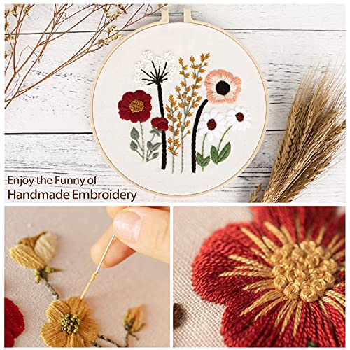 Zocone 4 Set Embroidery Kit For Beginners, Embroidery Starter Kit With Pattern And Instruction, Cross Stitch Kits Include Embroidery Hoop And Complete Embroidery Tools, Needlepoint Kit For Adults (C) #TOP4
