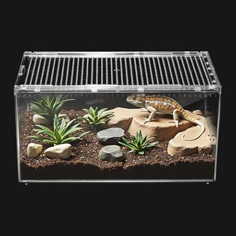 Reptile PC Tank,Spider Habitat Starter Kit,Gecko Cage,Tarantula Enclosure,Hermit Crab Tank,Lizard Vivarium,Insect Container,Frog Aquarium,Small Bearded Dragon Housing,Frog Aquarium,Snail Cribs Cover