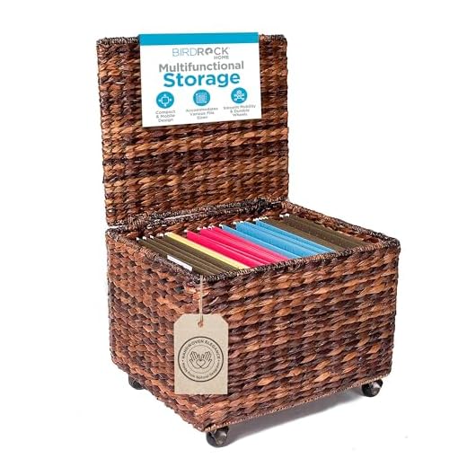 BIRDROCK HOME Rolling File Cabinet Box with Wheels, Espresso, 17.5x14.5x13