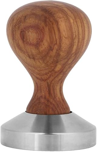 Tamper à café en acier inoxydable avec poignée en bois (51 mm, tasseur espresso)