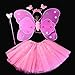 Produktbild Kasit 4Pcs gesetztes feenhaftes Prinzessin-Schmetterlings-Partei-Kostüm-Flügel-Stab-Stirnband-Kleid-Mädchen-feenhafte Rod-feenhafte Prinzessin-Kostüm-Schule-Erscheinen - Rosen-Rot