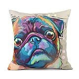 Redland Art Cute Pet Bulldog Dog Pattern Throw Pillow Covers Linen Cushion Cover Cases Pillowcases S
