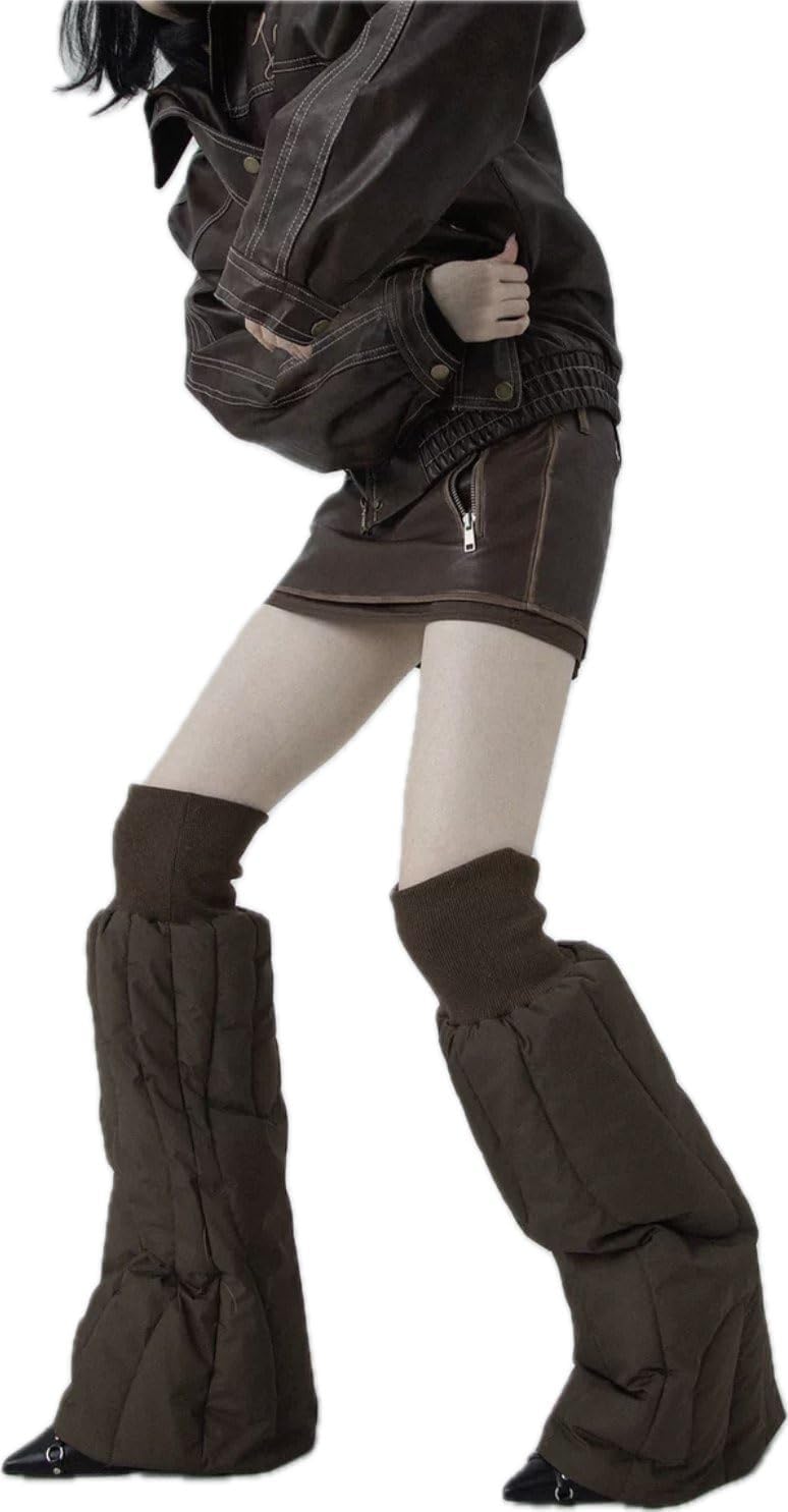 Women's Winter Down Filled Thick Wide Leg Warmers Can Be Worn As Fashion Socks Fashion Accessories