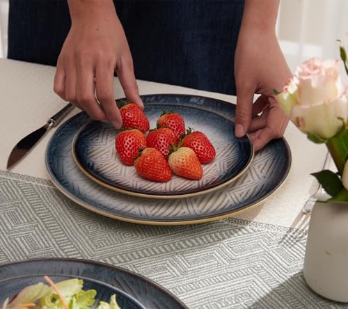10.5” Stoneware Coupe Dinner Plates with Reactive Glaze Finish, Dishwasher Microwave Oven Safe, Ceramic and Round, Perfect for Salad, Dessert, Steak, Pasta (set of 6) (10.5" reactive glaze plates) by Gsain - Image 6