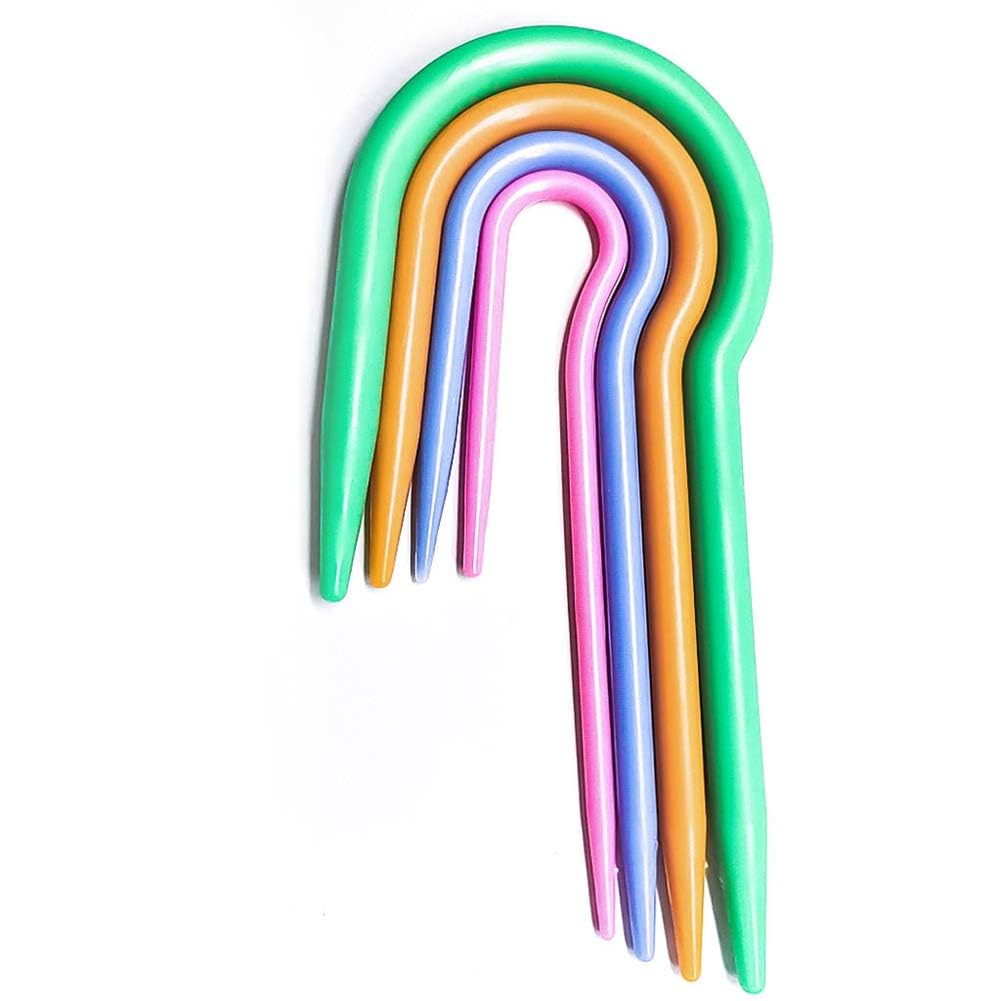 53 arts knitting cable needles set of 4 – u shape plastic cable stitch holders for hand knitting, twist curved crochet hook sewing accessories tool for sweaters, scarves, cable knit projects, multicolor