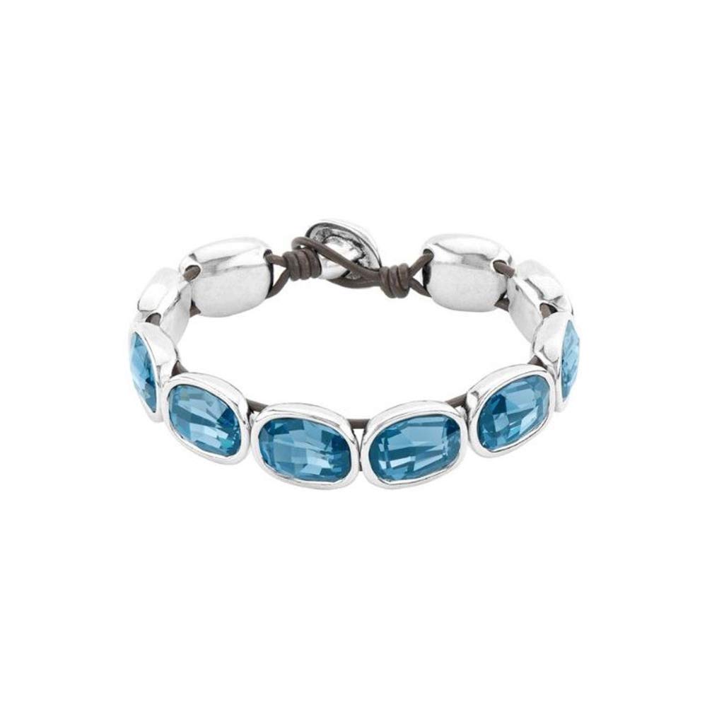 Uno de 50 LIGHTS Bracelet with Blue Faceted Crystals, Sterling Silver-Plated