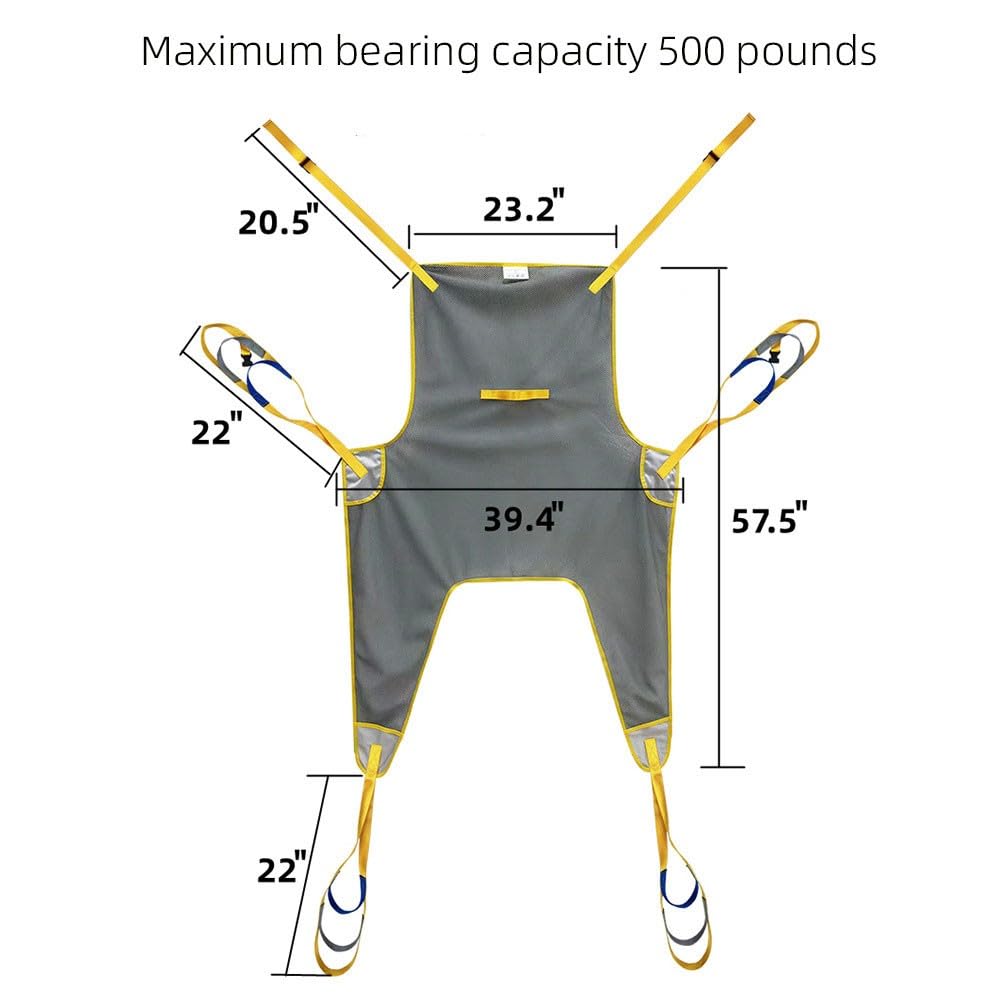 Arnés Elevación Paciente Cuerpo Completo, Grúa de Paciente, Eslinga De Elevación con Accesorios De Bucle,para Posicionamiento Y Elevación De La Cama,Enfermería