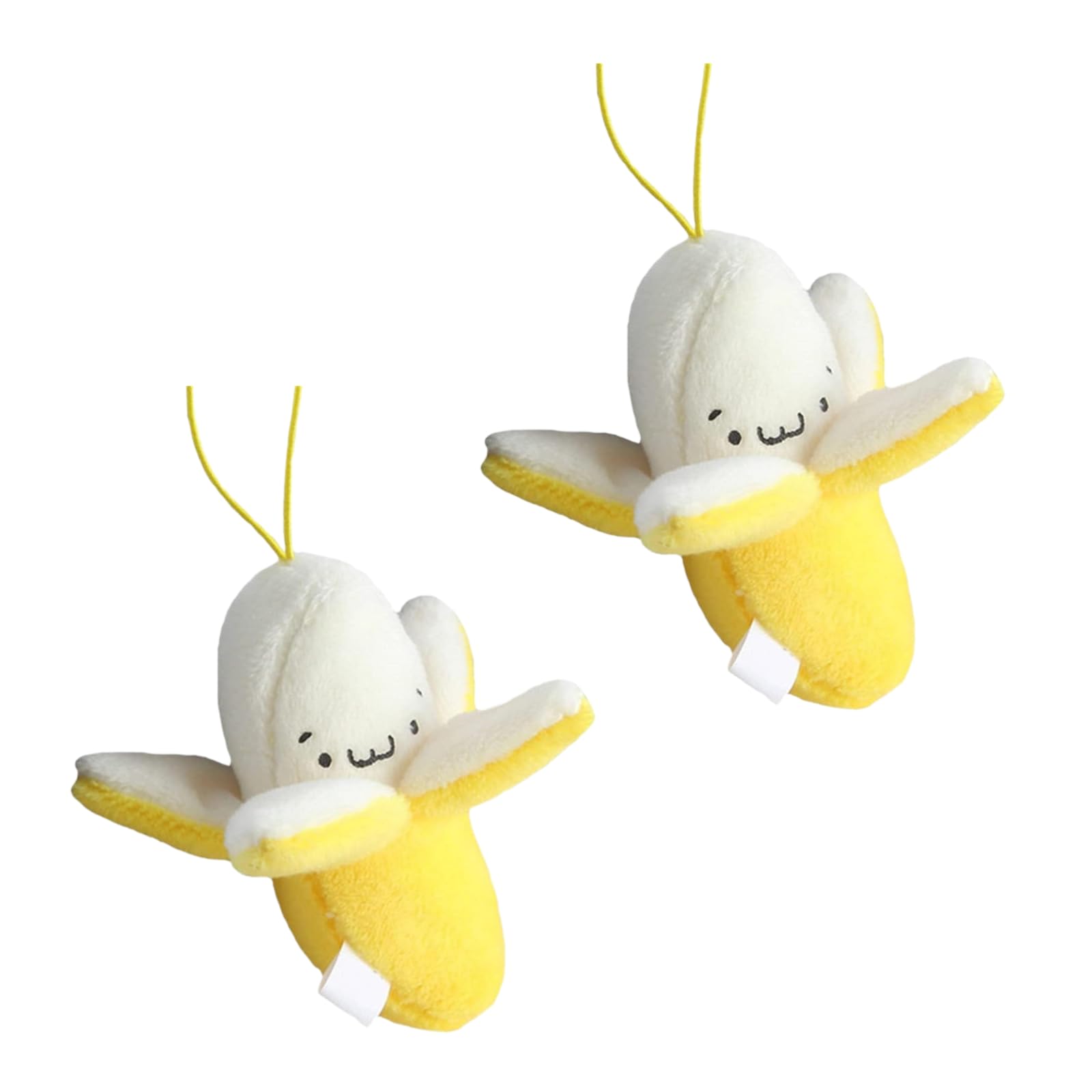 Mooff 2 Pcs Yellow Peeling Banana Keychain, Banana Man Plush, Cartoon Birthday Gift PP Cotton Peeling Shape Plush Doll Pendant for Decoration Keychain