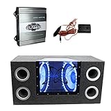 Pyramid BNPS102 10' 1000W 4-Ohm Subwoofer Sub Bandpass System with Neon Accent Lighting PB715X 1000W 2-Channel 4-Ohm RCA Amplifier Amp