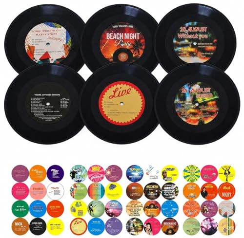 AcryStelith 6 Discos De Vinilo Decorativos para la Pared, Discos de Vinilo para Decorar Fiestas, Juego de 6 Piezas de Estilo Aleatorio, para Decorar Bares, Cafeterías, Hogares(12 pulgadas) (12inch)