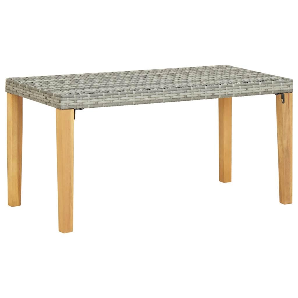 SYDE Banco de Jardín Ratán Sintético Madera Acacia Gris 120 cm | Resistente al Agua, Fácil Limpieza, Estable, Duradero, Montaje Sencillo, Uso Exterior