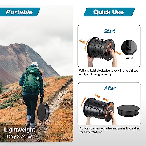 Image of TRIPTIPS Upgrade Retractable Portable Toilet Travel Toilet Adjustable Height Camping Toilet Portable Potty for Adults Kids, Foldable Portable Toilet for Camping /Car