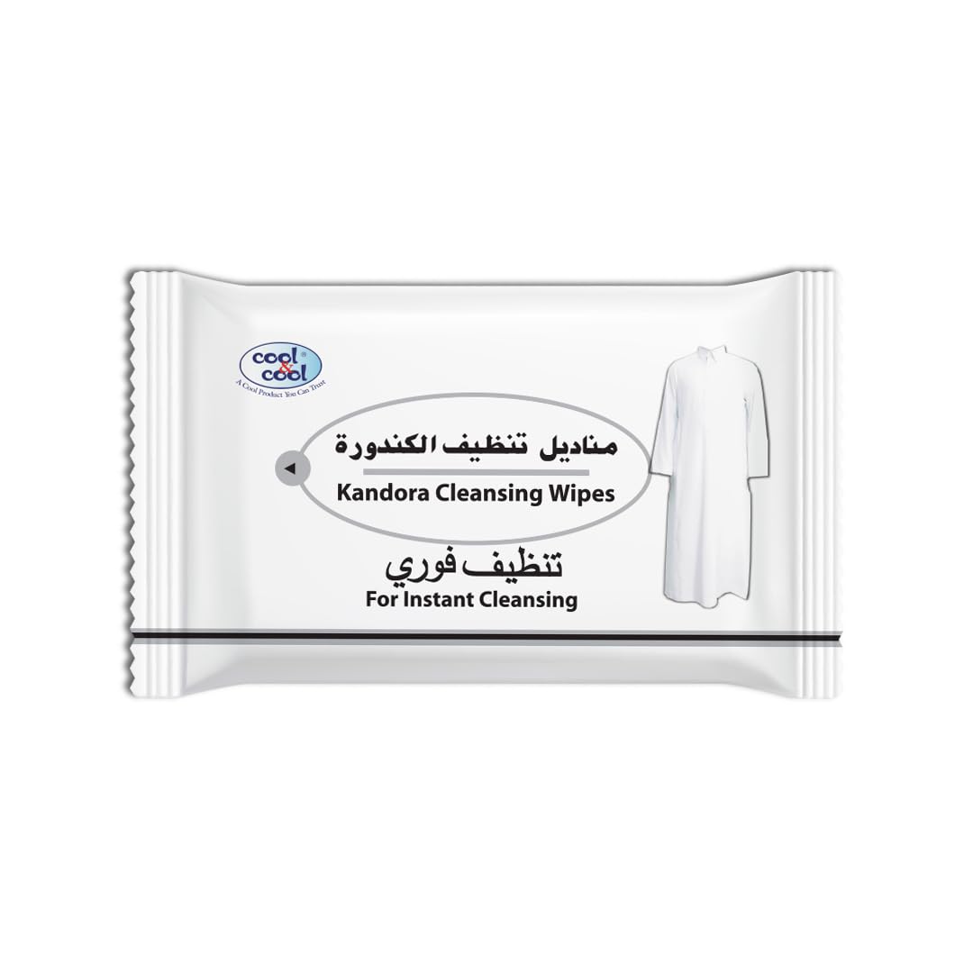 Cool & Cool Kandora Cleansing Wipes 15's - Gentle Fabric Care, Color Protect & Instant Cleansing