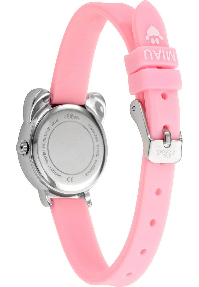 s.Oliver Mädchen Analog Quarz Armbanduhr mit Silikon Armband
