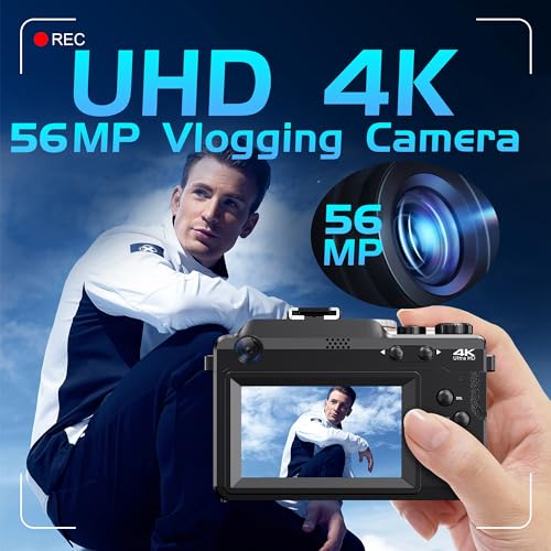 Camera-for-Photography-4K-Digital-Camera-Anti-Shake-56MP-Compact-Video-Camera-with-18X-Digital-Zoom-Travel-Autofocus-WiFi-Vlogging-Camera-Point-and-Shoot-Camera-with-64GB-TF-Card-2-Batteries