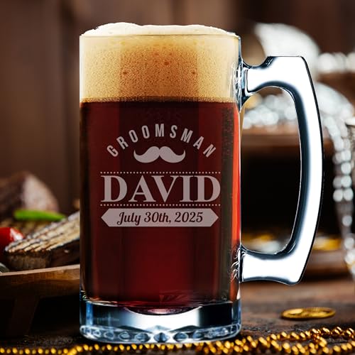 My Personal Memories, Custom Beer Mugs - Engraved Personalized Groomsmen Beer Glasses Gifts - 12 oz - Choose Your Style My Personal Memories, Custom Beer Mugs - Engraved Personalized Groomsmen Beer Glasses Gifts - 12 oz - Choose Your Style