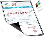 2017 Large Magnetic Dry Erase Calendar for Fridge | 5 Multi-Color Dry Erase Markers Included | Fridge Calendar