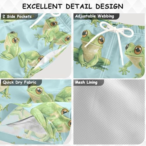 Pigsaly Boys' Swim Board Shorts Watercolor Cute Frogs Boy's Swim Trunks Kids Swimwear XS Multicolor3