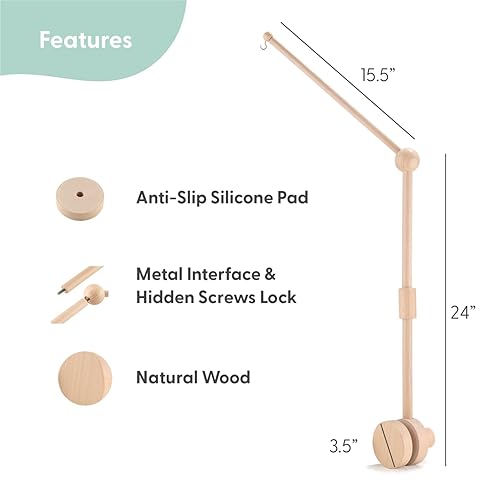 Miniatura 2 de The Peanutshell Móvil de cuna para niños o niñas – Móvil musical de madera para cuna con 12 canciones de cuna, decoración de guardería de Western