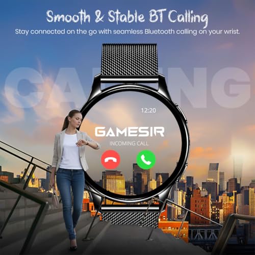 Image of GameSir Active 2 Smartwatch for Men & Women, 1.39 inch HD Round Display, Bluetooth Calling, Heart Rate & SPO₂, 100+ Sports Modes, IP67, Long Battery Life for Android & iOS (Millanese Black)